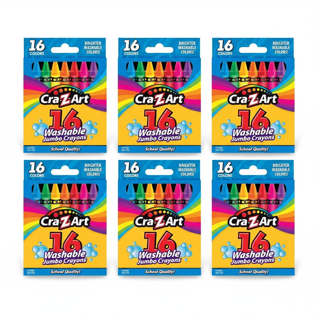 Cra-Z-Art Bulk Crayons, 6 Packs of 16 Count Washable Jumbo Crayons, School Supplies, Classroom Supplies, Teacher Bulk Pack