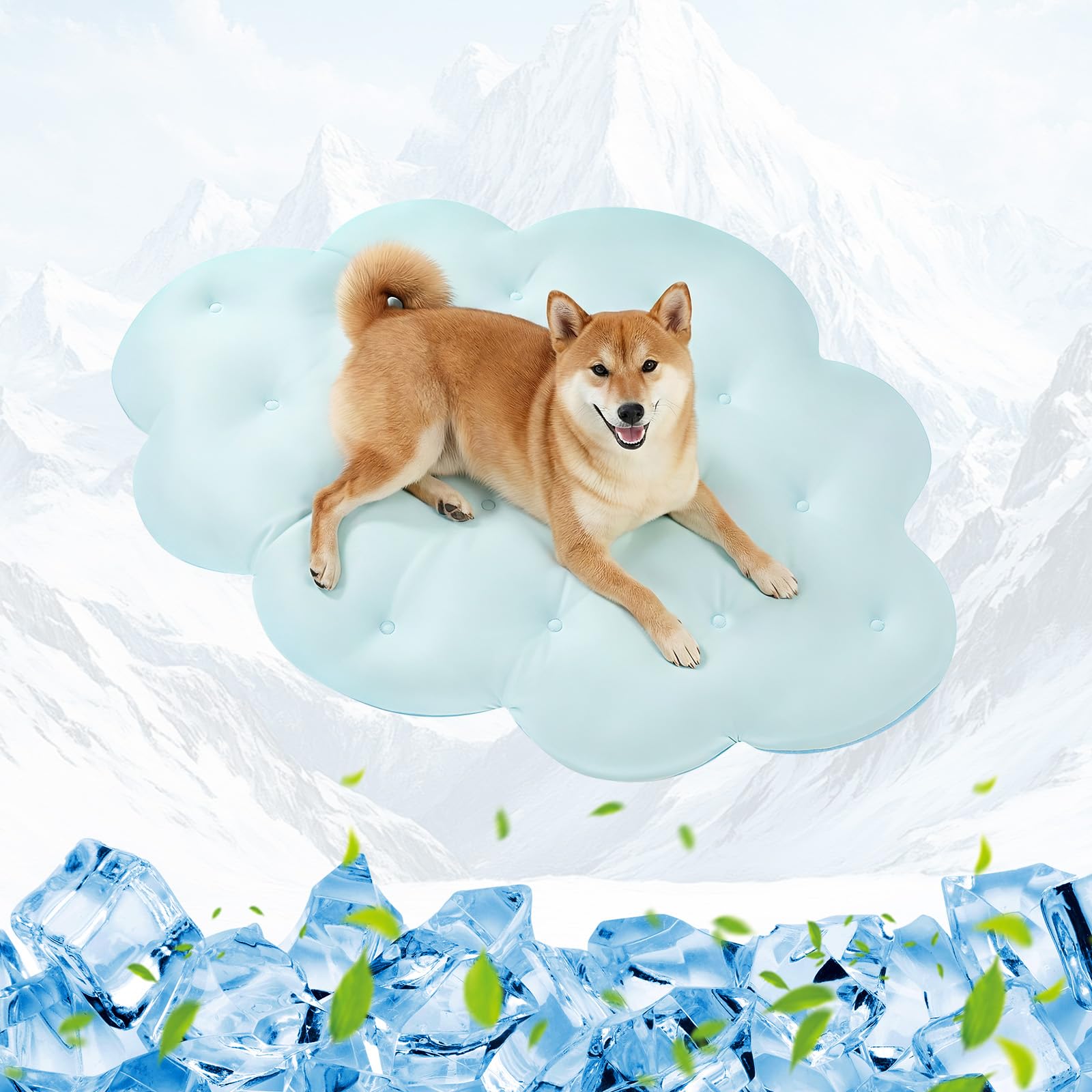 Tivray Dog Cooling Mat, 47'' × 35'' Large, Q-Max>0.4 Self-Cooling Mat for Dog, (Cool & Warm) Double-Sided Pet Cool Pads for Summer, Crate, Kennel, Machine Washable, Cat Cool Bed, Non-Gel, Sky Blue