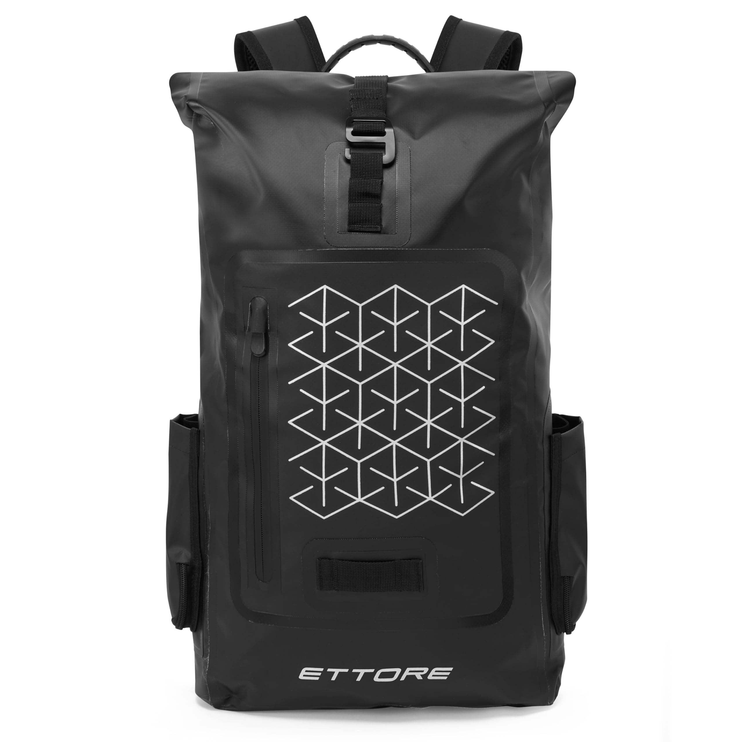 Ettore Cycling Rucksack 100% Waterproof Dry Bag Roll Top – Black - Echo - Reflective 30L