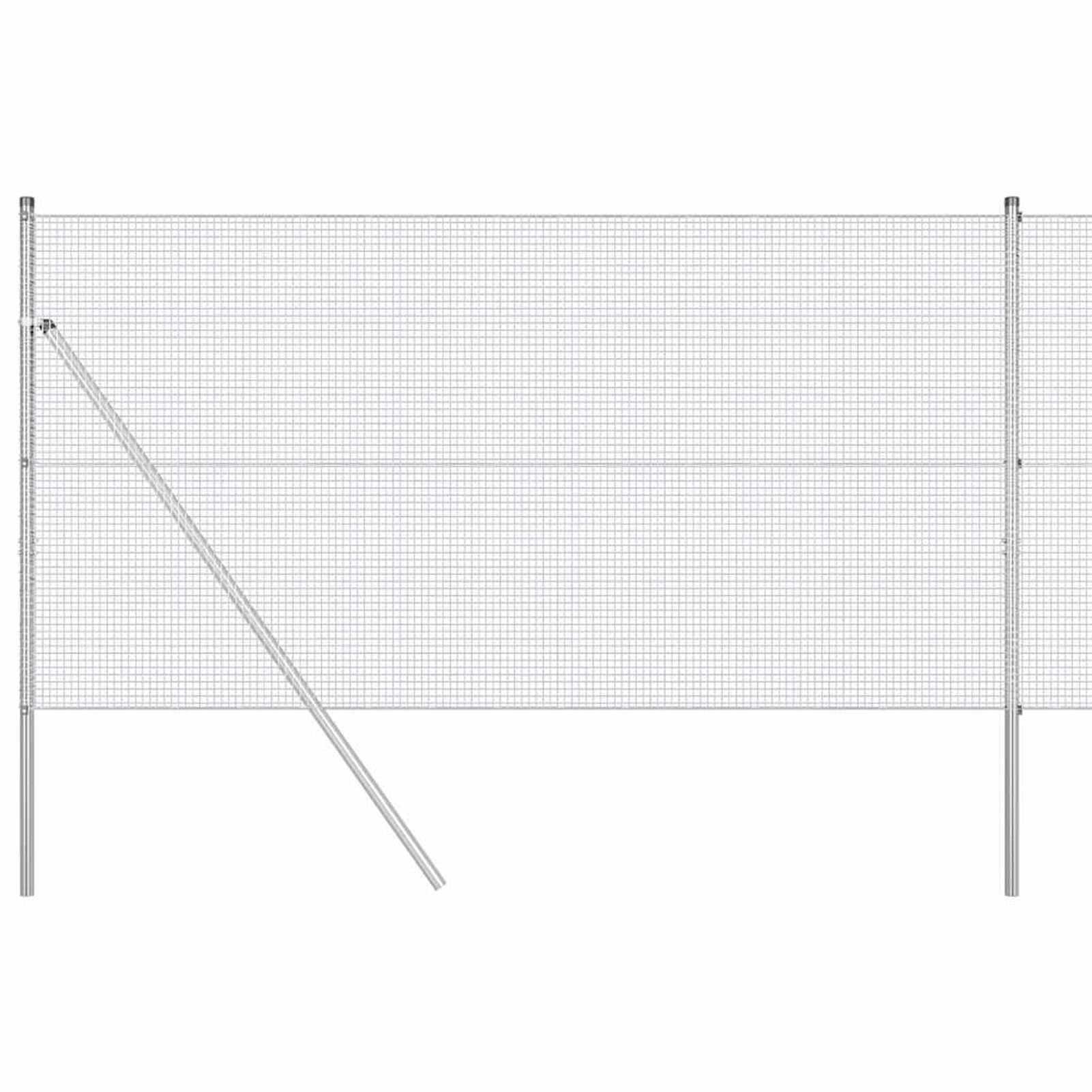 Słupki ogrodzeniowe, 14-częściowy, stal odporna na korozję, z powłoką proszkową, kolor srebrny, 1000 x 3,2 x 120 cm, do bezpiecznego i nowoczesnego wytyczenia zewnętrznego
