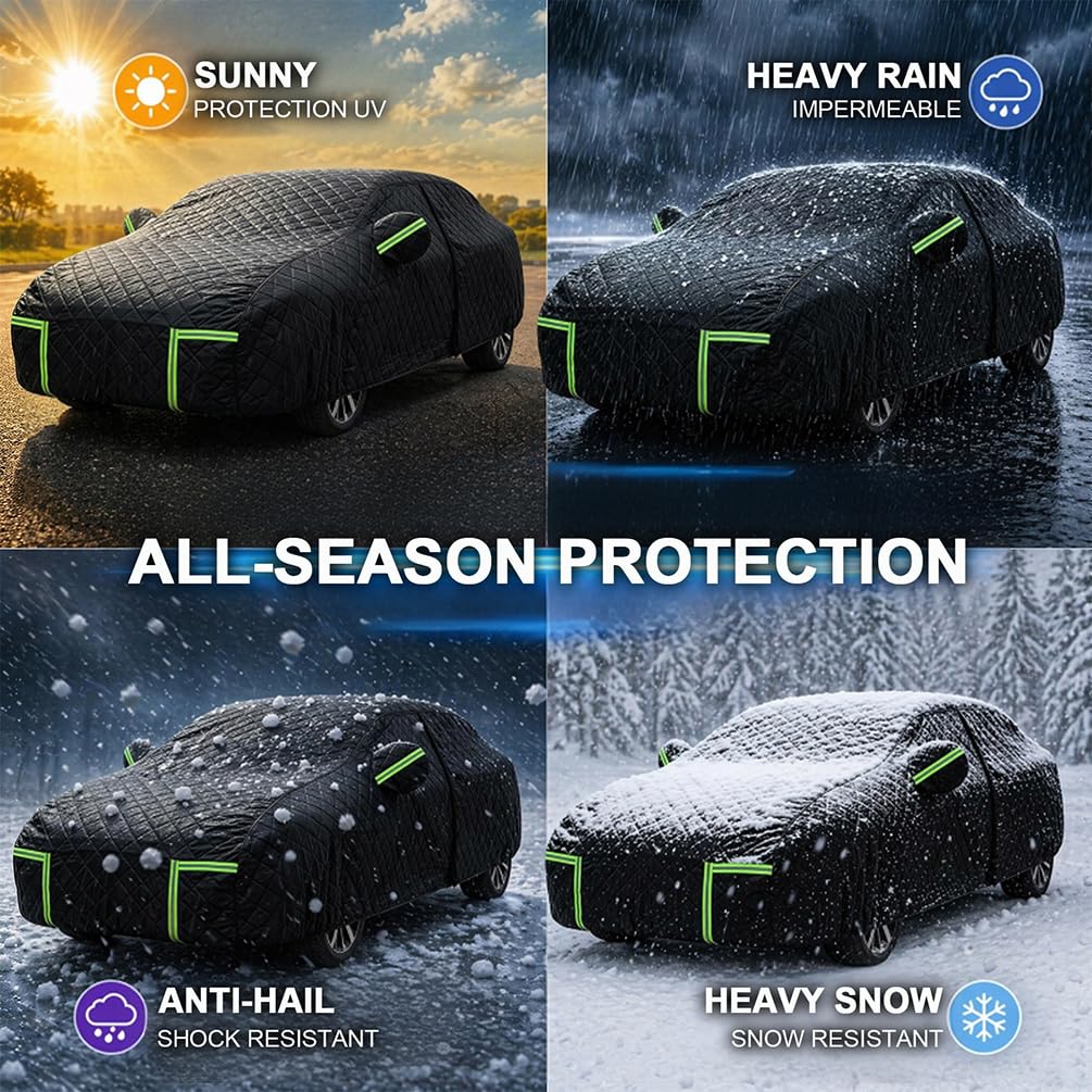 Copertura Auto Antigrandine per Peugeot 3008 (2008-2026) | 7 Strati Ispessiti, Tessuto Oxford, Fodera Morbida, Traspirante, Antivento, Impermeabile, Antigraffio, Anti-UV, 4 Stagioni