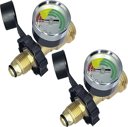 Adaptador de tanque de propano de 100 libras con conector de calibre, adaptador universal de gas propano que convierte la válvula Pol a Qcc1 Tipo 1