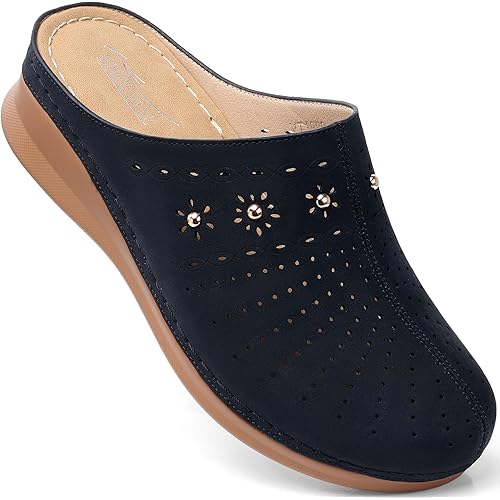 SHIBEVER Clogs for Women Mules Slip-On: Closed Toe Clog - Comfortable Womens Mule