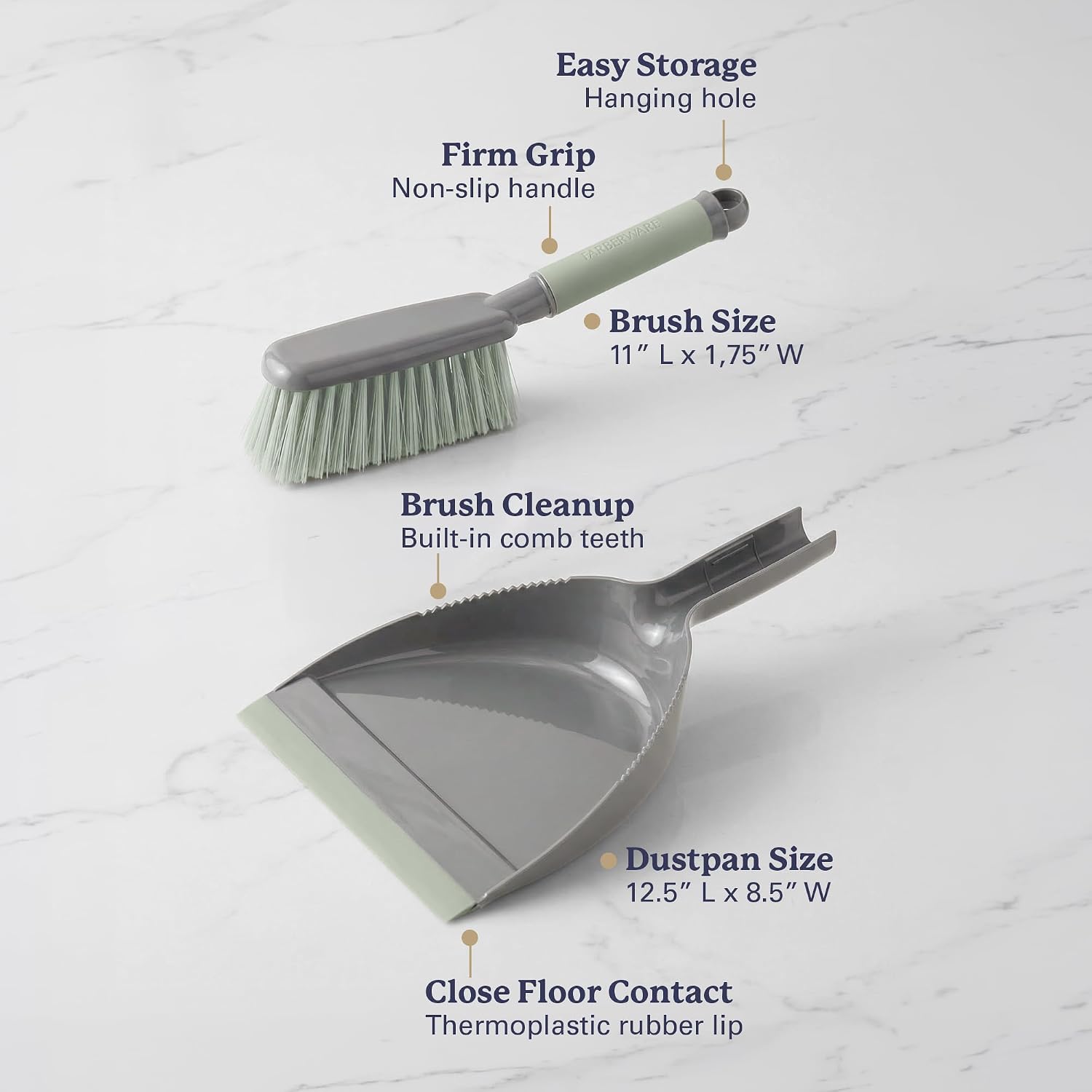 Farberware Dust Pan and Brush Set, 2-Piece, Handheld