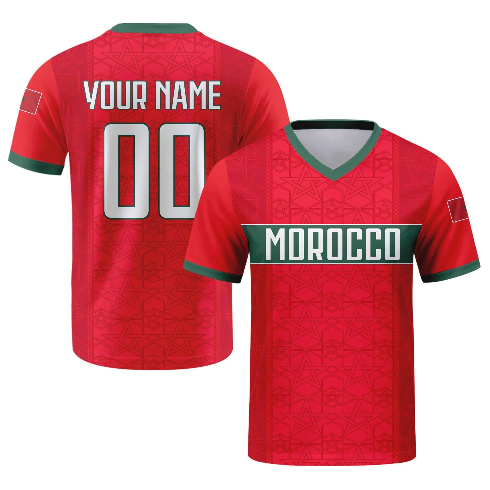 Custom Shirt Morocco Soccer Cup Football T-Shirt Personalized Name Number Design Flag Sports Jerseys Gifts for Kids Youth Adult