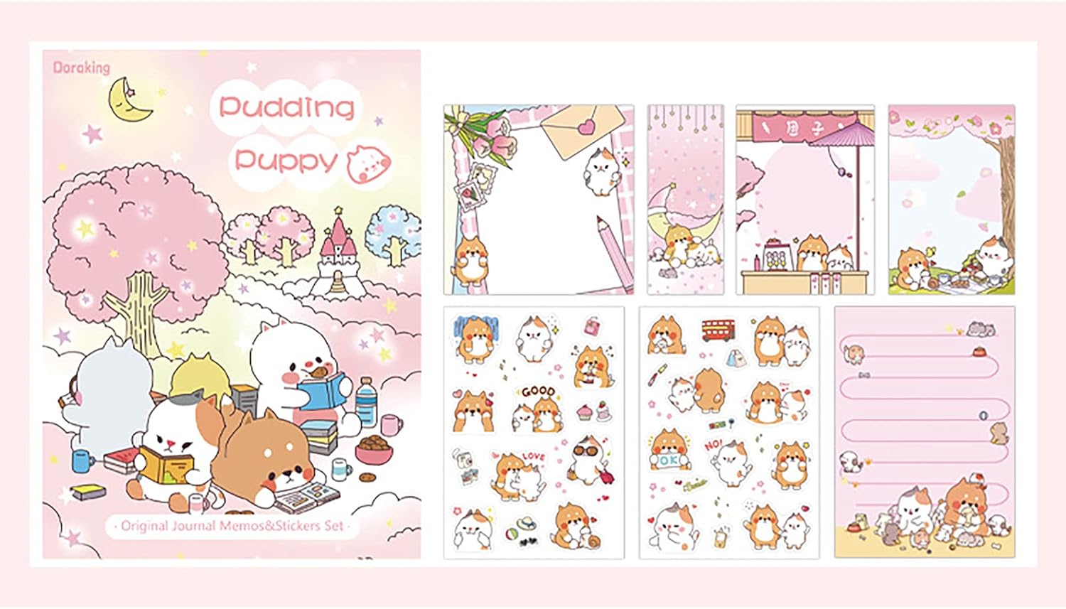 Doraking 250Sheets Cute Cartoon Dog Memo Notes Writing Pads Scrapbook Decorations TODO List for Planning with 2 Sheets Decorative Stickers, Doraking Shiba Inu Memos