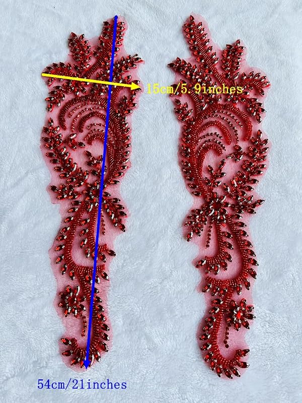 1 Pair Big Size Hand-Made Beaded Rhinestons DIY Clothing Appliques Patch Wedding Dress Decoration Flower Applique by Pair (Coffee) by Jpumley.pksn - Used condition - Image 5
