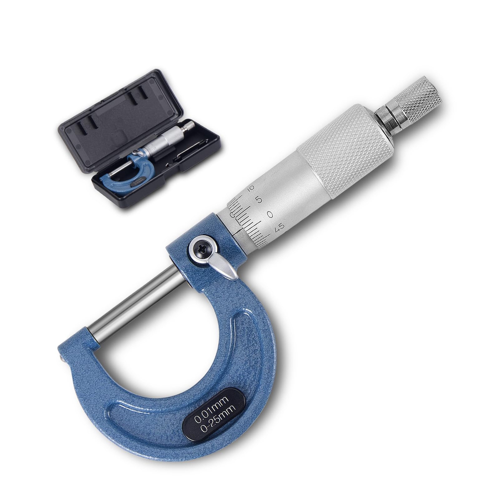 Bügelmessschraube 0.01mm Auflösung, Messbereich 0-25mm, Hochpräzise Messung Messschraube, Mikrometer Metrischer Außen Bremssattel mit Nullpunkteinstellung Schraubenschlüssel