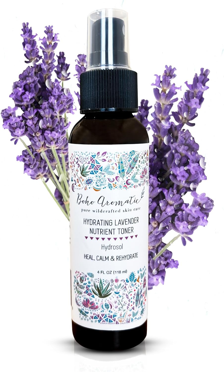 Hydrating Lavender Facial Mist – Natural Face Spray Toner with Pure Lavender Hydrosol – Refreshing & Calming Skincare Mist for Dry or Sensitive Skin – 4 fl oz by Boho Aromatic