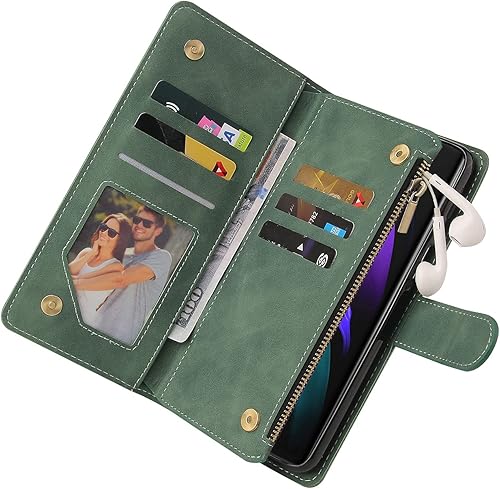 Miniatura 4 de LBYZCASE Funda de teléfono para Galaxy Z Fold 3 5G (2021), Galaxy Z Fold 3, funda de cuero con tapa de lujo, bolsillo con cremallera, correa de
