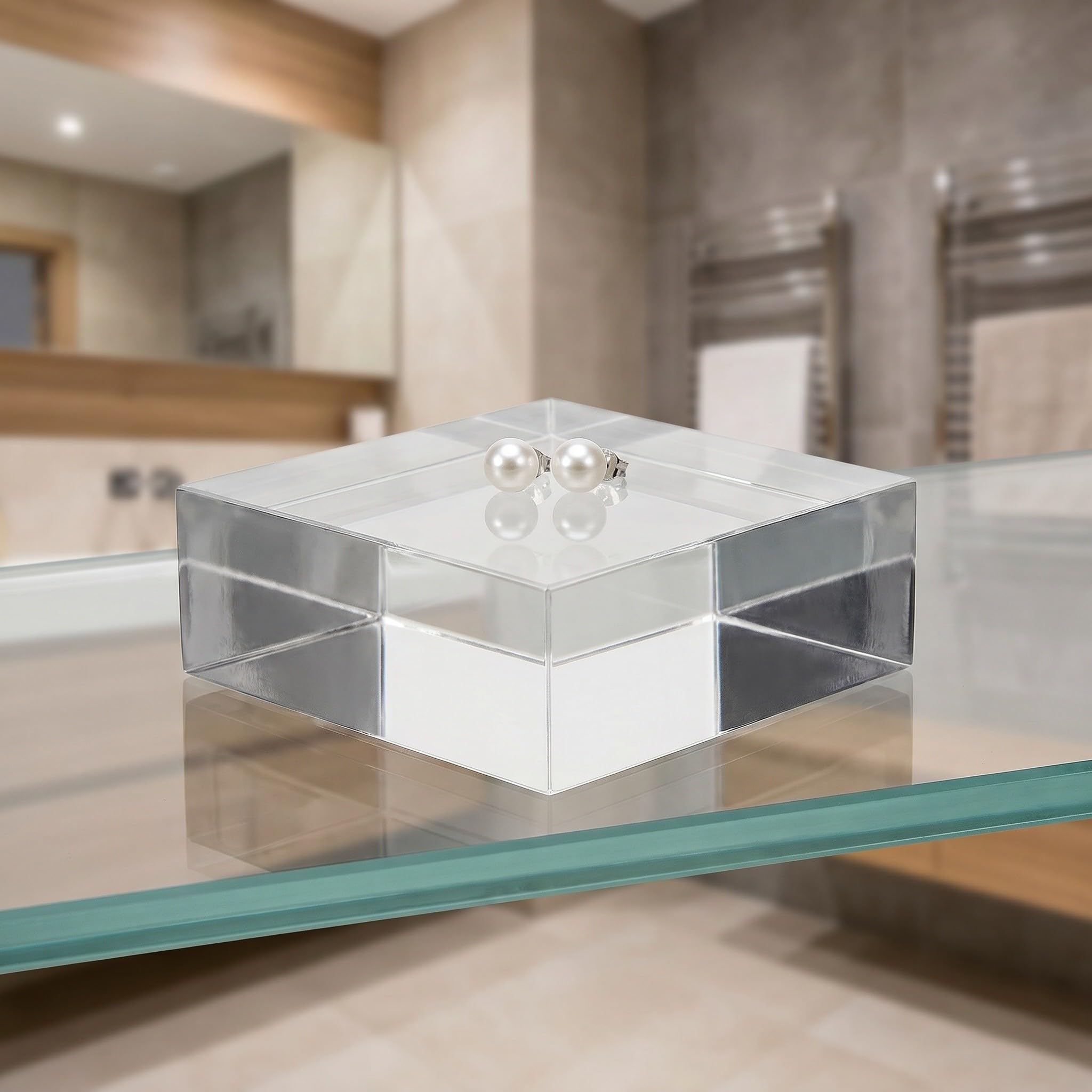DOITOOL 10 sztuk akrylowych kwadratowych kostek ekspozycyjnych: 2'' X 2'' X 0,8'' Przezroczysty stojak ekspozycyjny na pierścionki, biżuterię, bransoletki, naszyjniki, zegarki,