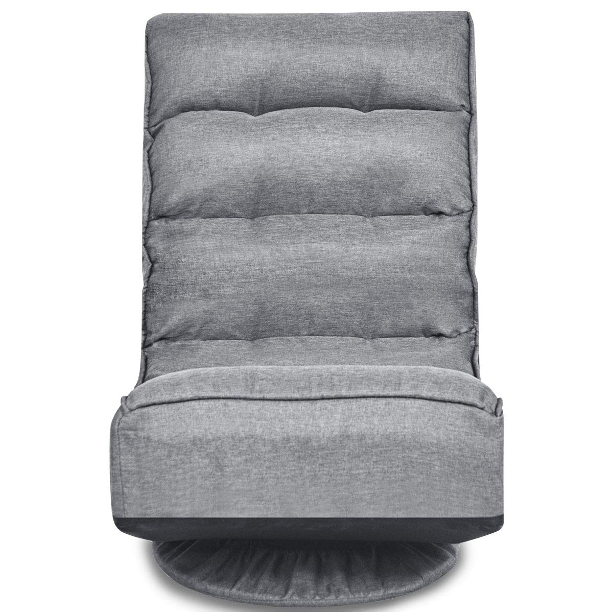 LIFEZEAL Chaise de Sol Pivotante à 360°Réglable en 5 Positions, Fauteuil Sol avec Dossier Réglable, Chaise de Méditation en Mousse, Design Pliable, Charge Maximale 150 kg (Gris)