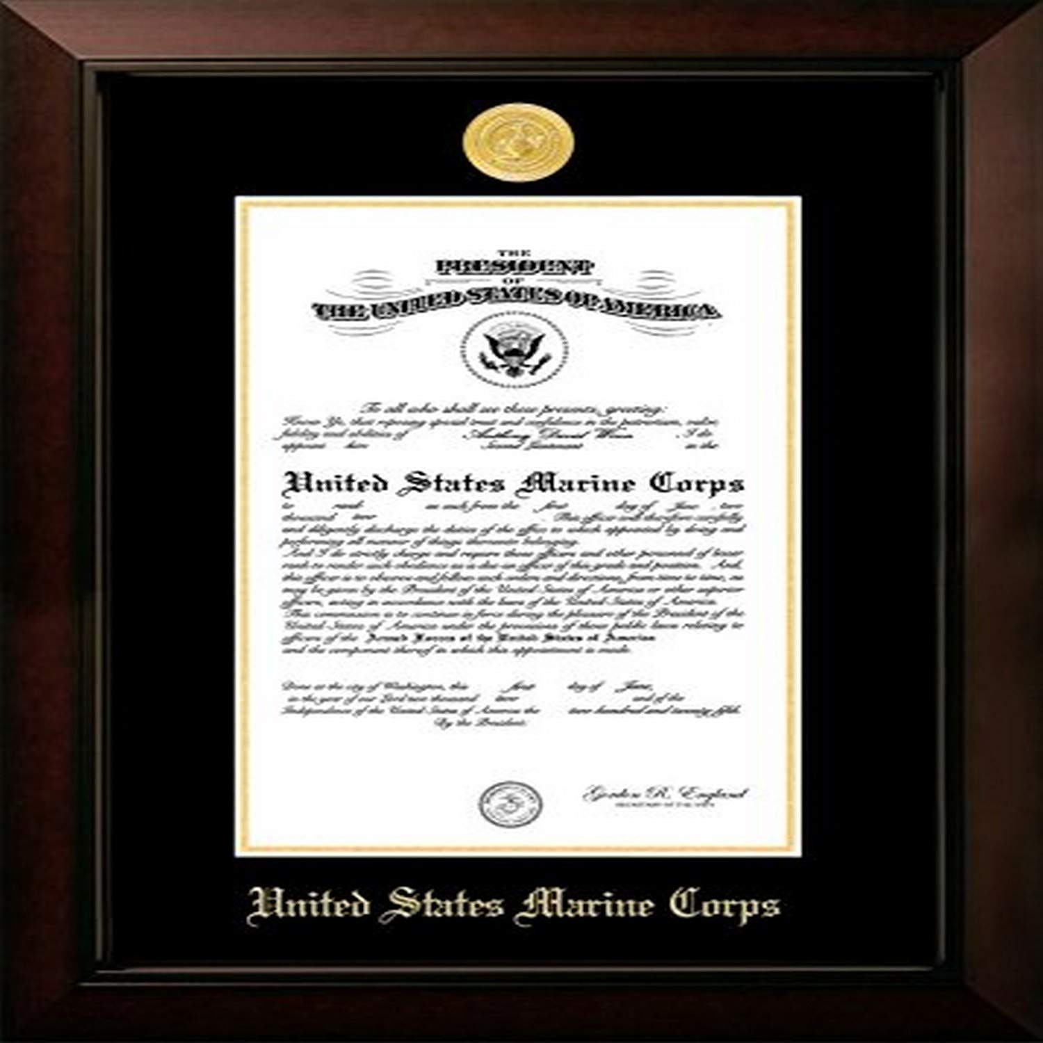 Campus Images MACLG0018.5x11 Marine Certificate Legacy Frame with Gold Medallion, 8.5