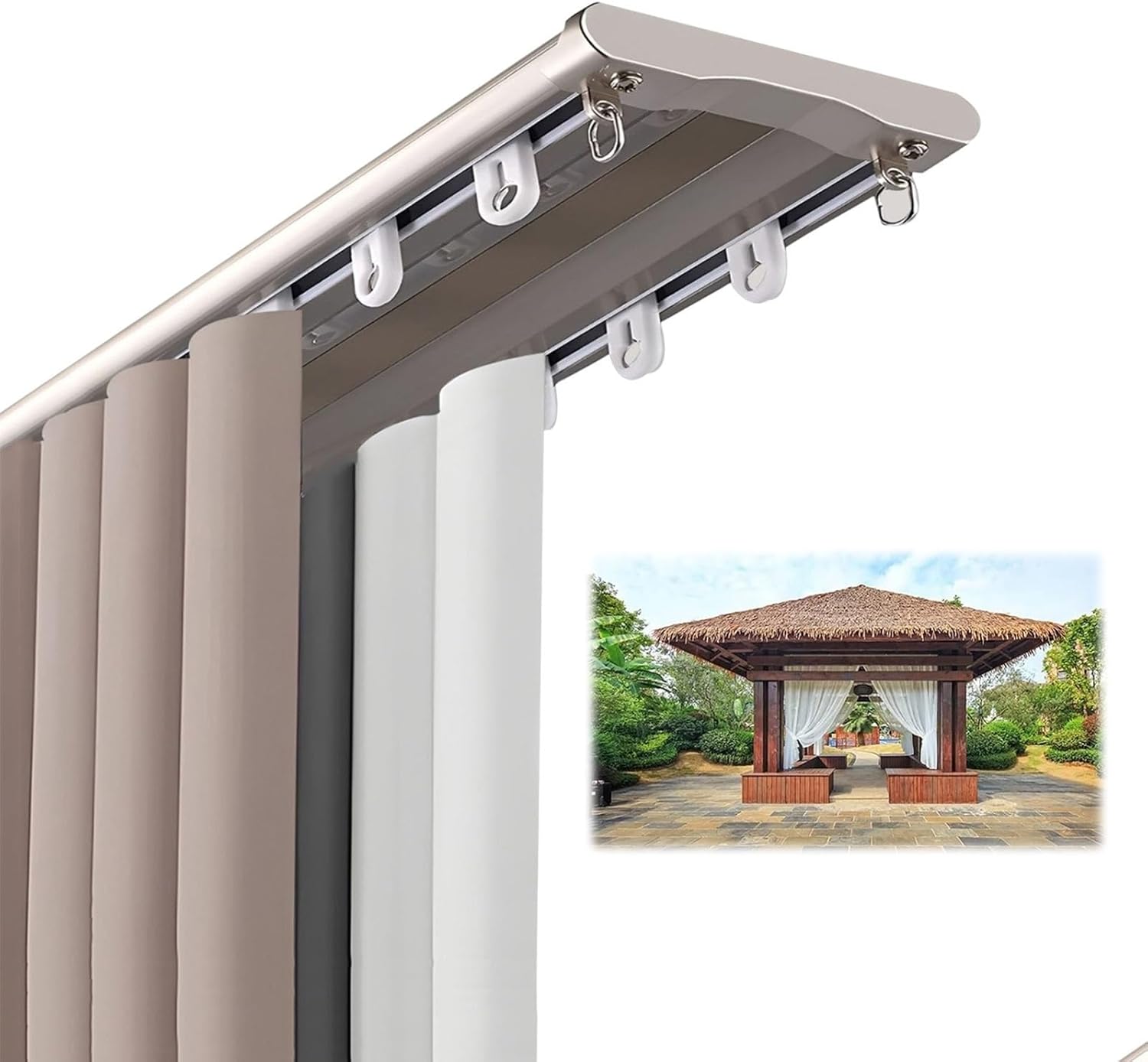 Heavy-Duty 18.7FT Double Aluminium Curtain Track System - Durable Room Divider Rails for Privacy in Open Spaces - Versatile White Curtain Rods for Home & Office