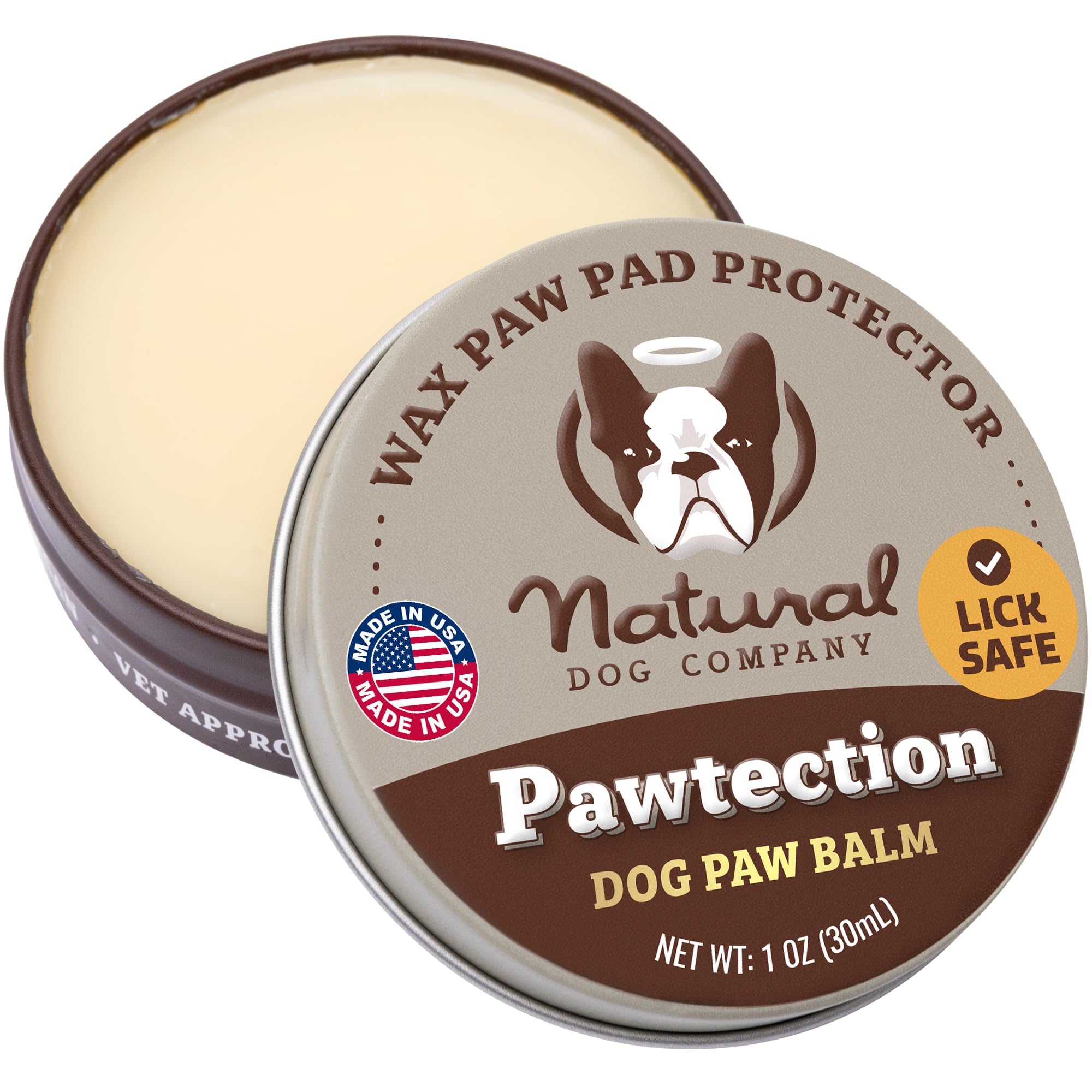 Natural Dog Company PawTection Balm for Dogs, Dog Paw Protector, Moisturizing Dog Paw Balm for Dry, Cracked Pad, Protects Paw from Extreme Weather, Paw Lotion for Allergies & Itching (1 oz Tin)