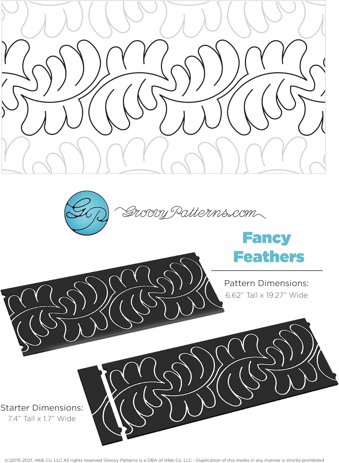 Groovy Patterns Fancy Feathers - Long Arm Groovy Board Patterns Quilting Designs GPAIN 0