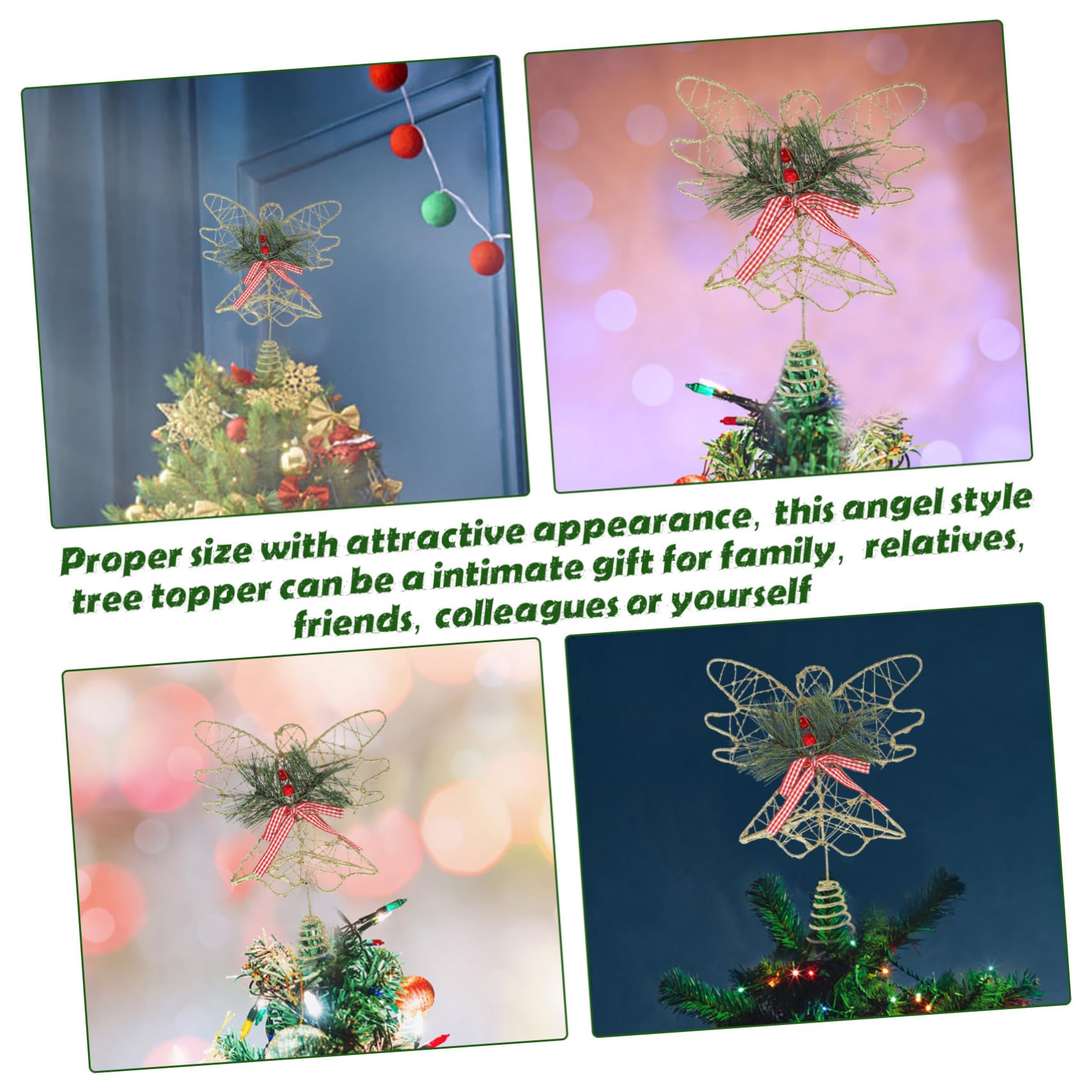 VOSAREA 3 Pièces Étoile d'arbre d'ange Décor Étoile Haut De Forme d'arbre De Coeur Topper d'arbre De Noël Ange Décor De La Nativité Étoile De Dessus De Sapin De Noël Décor LED Le Fer