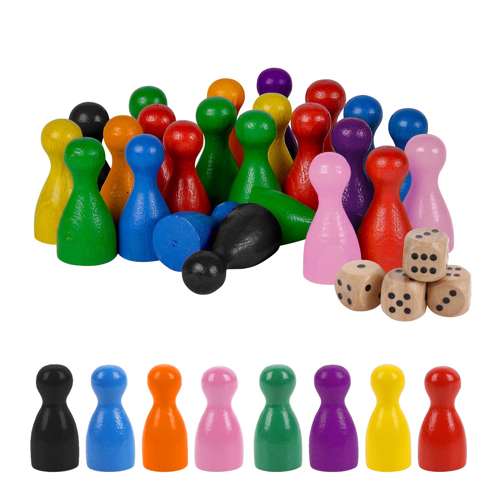 AOOTUERL Board Game Set with 80 Pcs Wooden Pawns, Multicolor Pawns, Ultimate Family Fun, Dice, Chess Pieces, Ages 18+