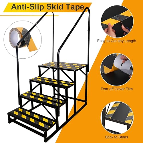 Miniatura 14 de Escalones de caravana con pasamanos, escalera de 4 escalones para bañera de hidromasaje con pasamanos, escaleras portátiles para caravana de 5ª