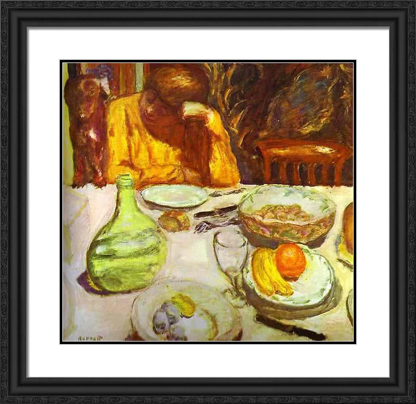 ArtDirect Bonnard, Pierre 21x20 Black Modern Framed Art Print with Double Matting Titled: Marthe Bonnard With Her Dog