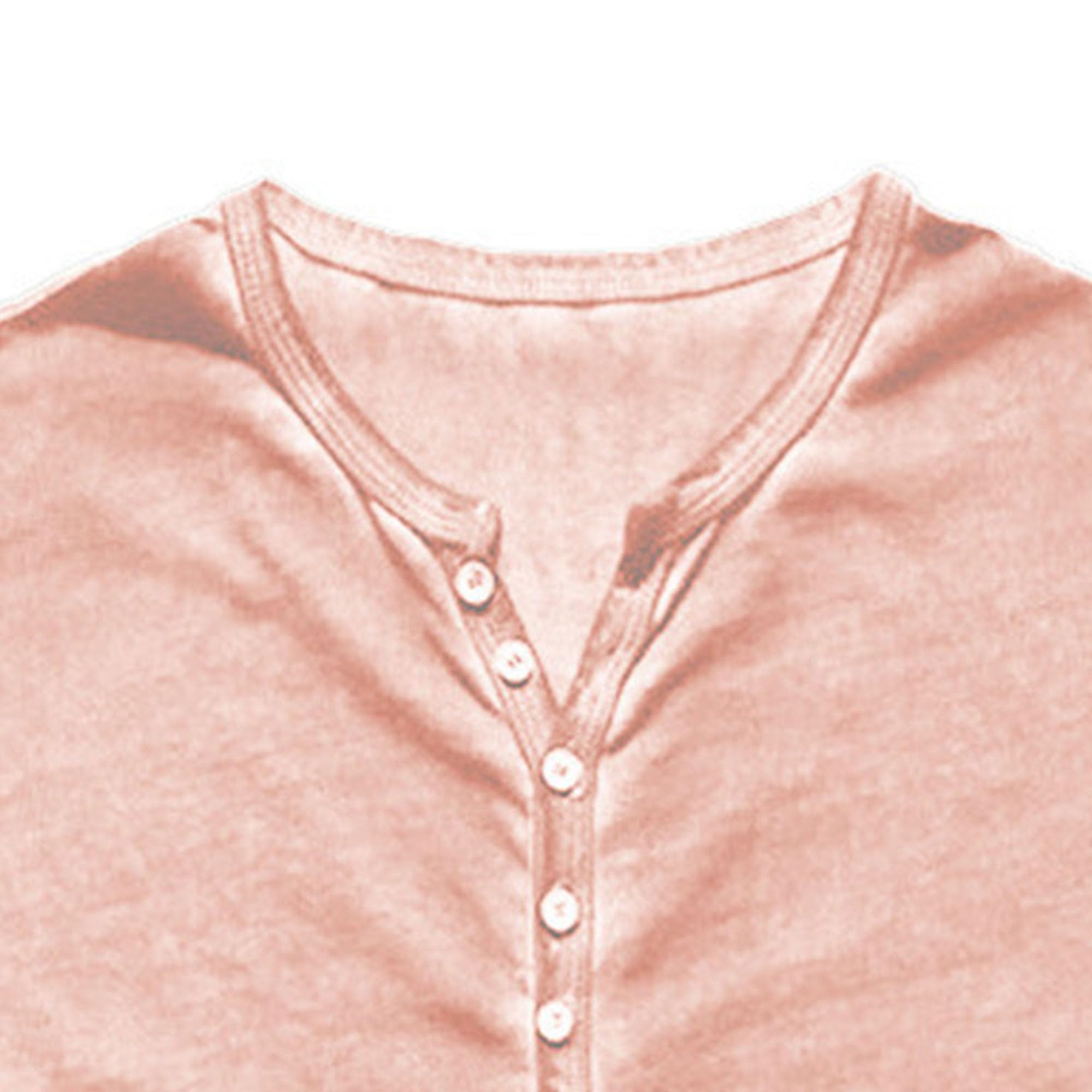 Mens Vintage Distressed Henley Shirts Retro Long Sleeve Tee Tops Casual Button Down Washed T-Shirts (X-Large,Pink)