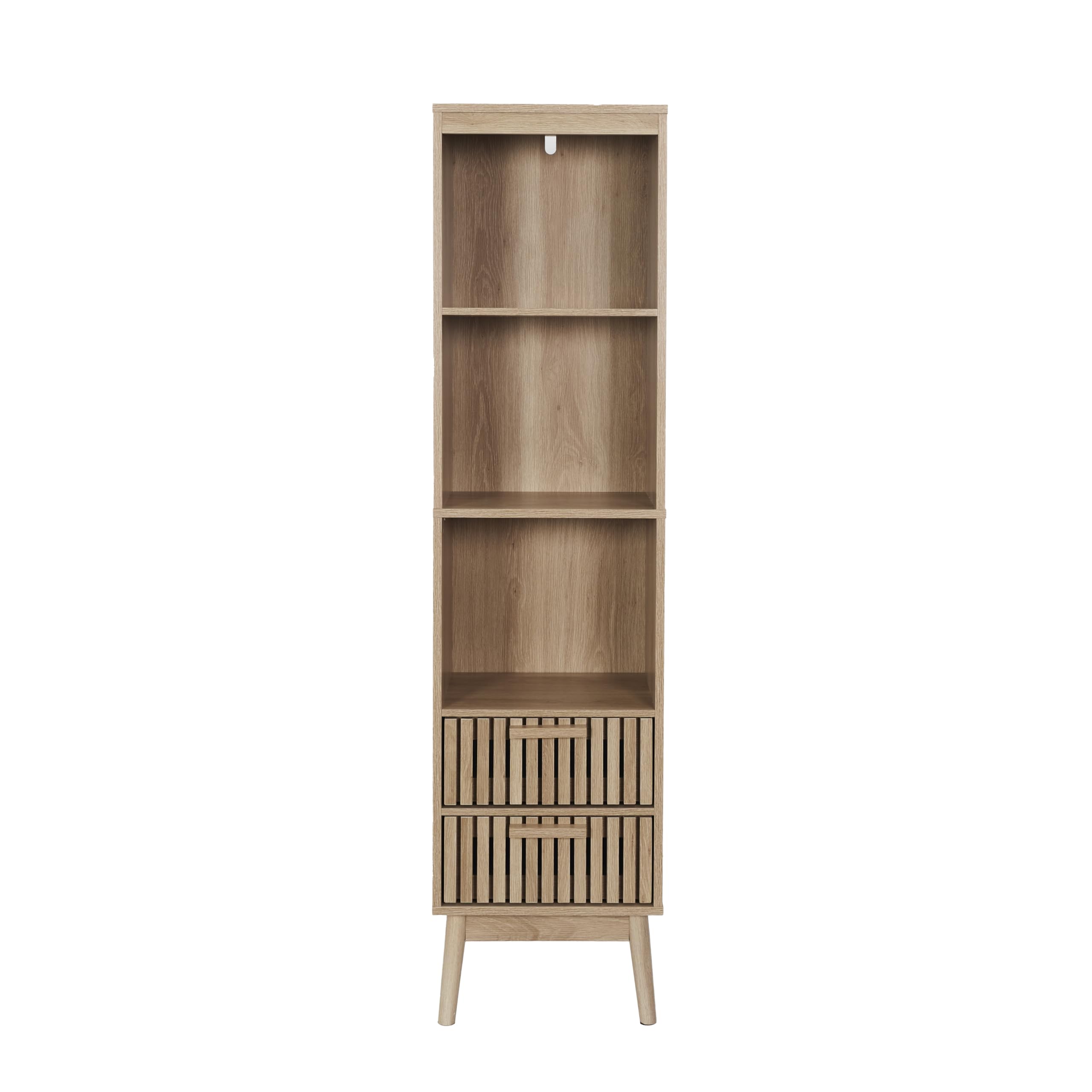 HOME DECO FACTORY - Colonne 2 Tiroirs Klaus - Collection Natural Crush - Meuble de Salle de Bain - Mobilier Pratique - 40 x 160 x 30 cm - Marron - Modèle Klaus