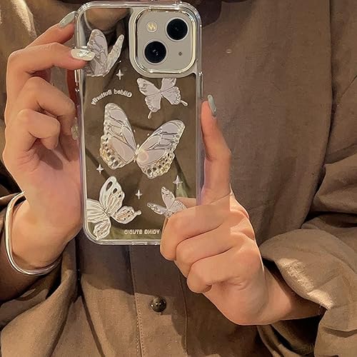Miniatura 6 de Funda de teléfono con diseño de mariposa para iPhone 15, bonita cubierta de teléfono de mariposa morada chapada en Corea para mujeres y niñas