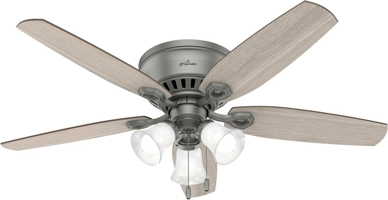 Hunter Fan Company, 51113, 52 inch Builder Matte Silver Low Profile
