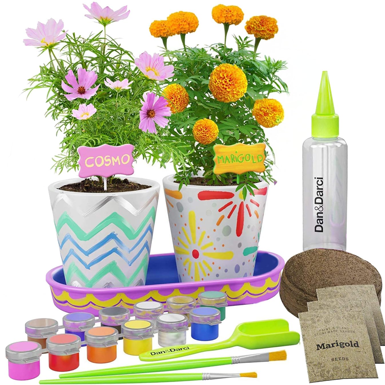 Paint & Plant Stoneware Flower Gardening Kit - Gifts for Girls & Boys Ages 4-12 - Kids Arts & Crafts Project Science Birthday Gift, STEM Activity for Age 4, 5, 6, 7, 8, 9, 10, 11 & 12 Year Old Girl