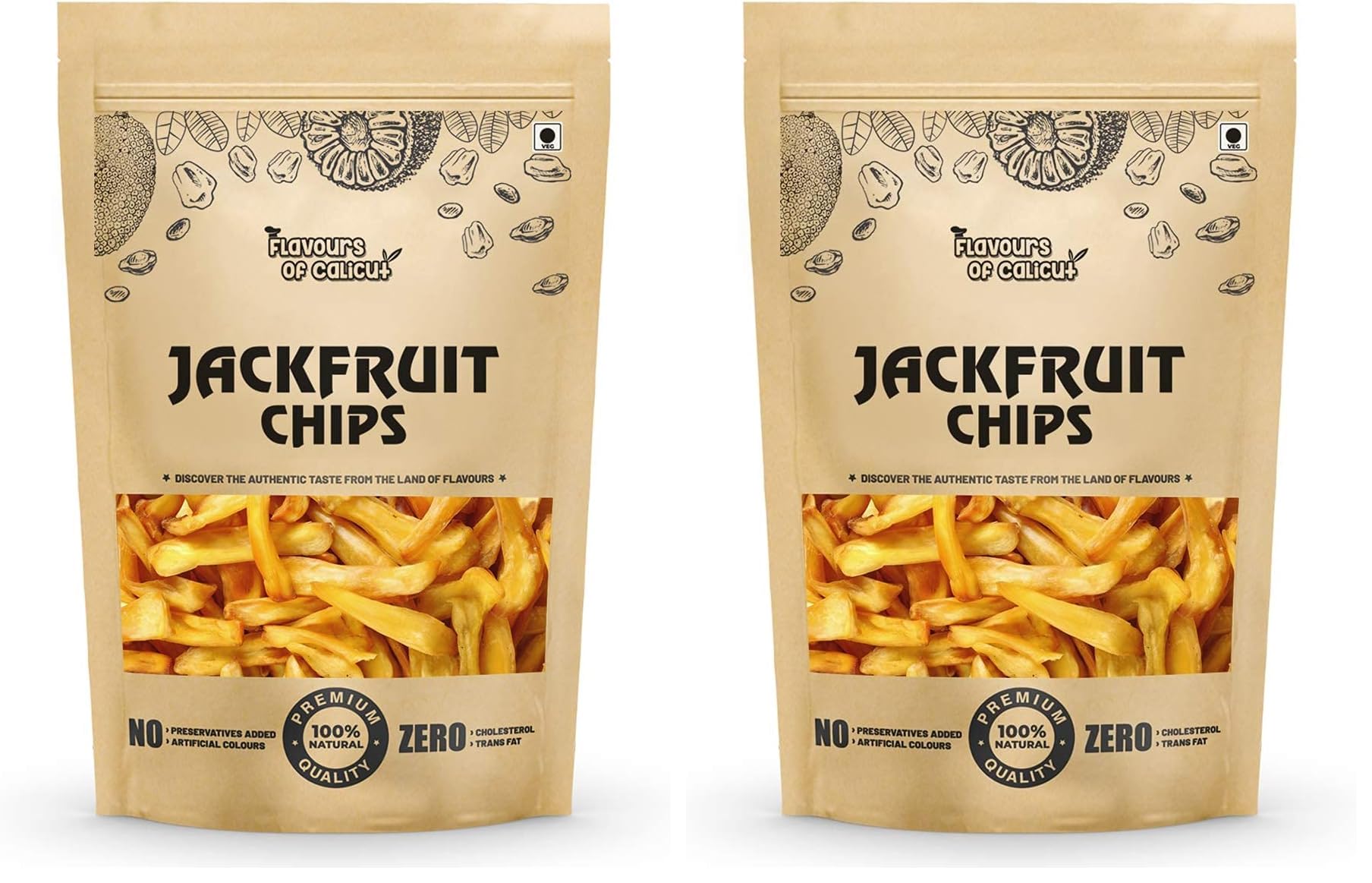 Flavours of Calicut - Kerala Jackfruit (Chakka) Chips,-1kg (Pack of 4 x500g)