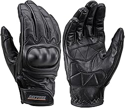 Daytona HBG-110 17753 Motorcycle Gloves, Genuine Leather, Cowhide Leather, Spring, Summer, Autumn, Winter, Hard Protectors, Touch Panel-Compatible, Protector Gloves, Black, Size L