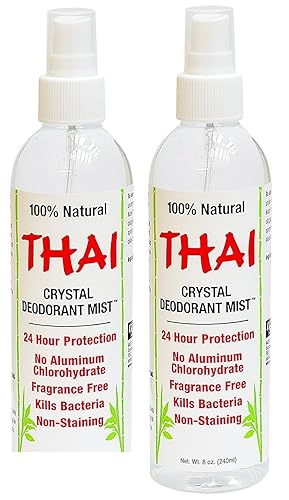 Desodorante Thai Deodorant Stone Crystal Mist natural en spray 8 onzas Paquete de 2unidades