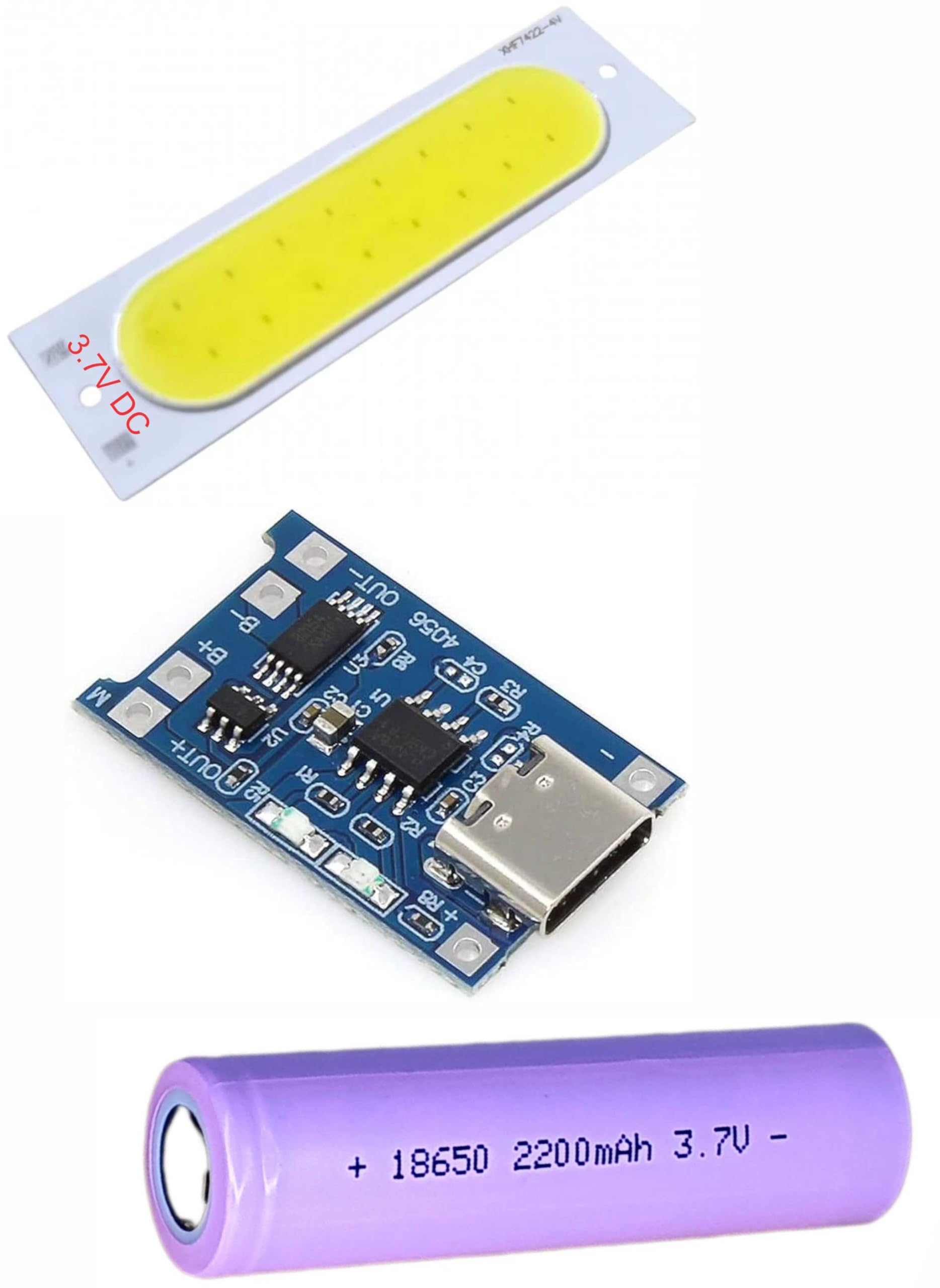 SMD COB LED Strip, Cool White, 4V DC, 8W, with 3.7V 2000mAh Battery and C Type Charging Module, Pack of 3-image-5