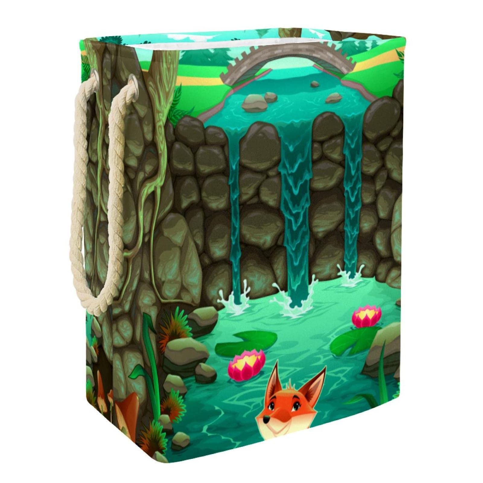 Panier à linge imperméable Happy Fox Woods avec poignée pour ranger vos vêtements