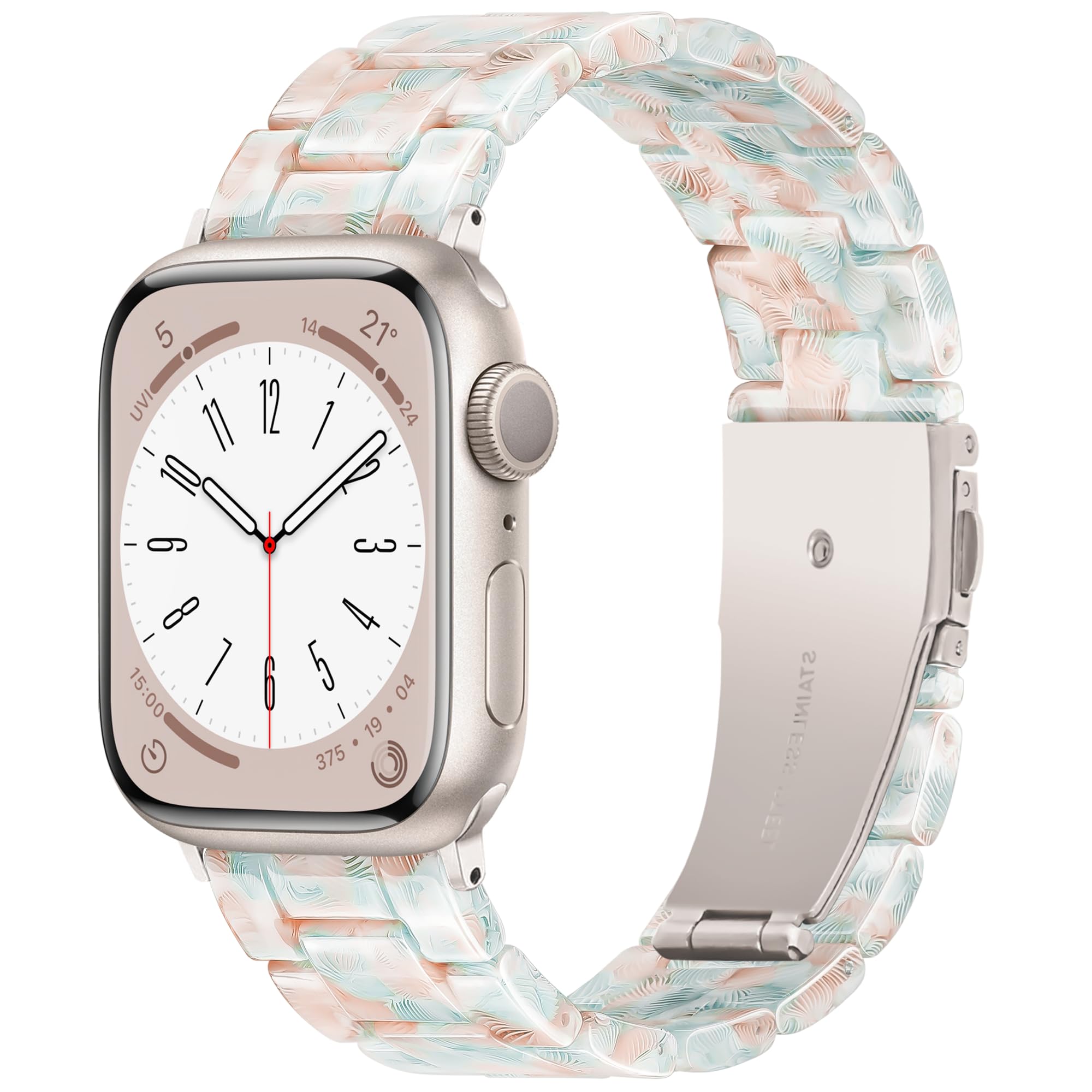 Lightweight Resin Band For Apple Watch Series 12 11 10 9 8 7 6 5 4 3 2 1 SE 3 2 Ultra 4 3 2, Fashion Adjustable Replacement Strap for iWatch Bands 38mm 40mm 41mm 42mm 44mm 45mm 46mm 49mm for Women Men