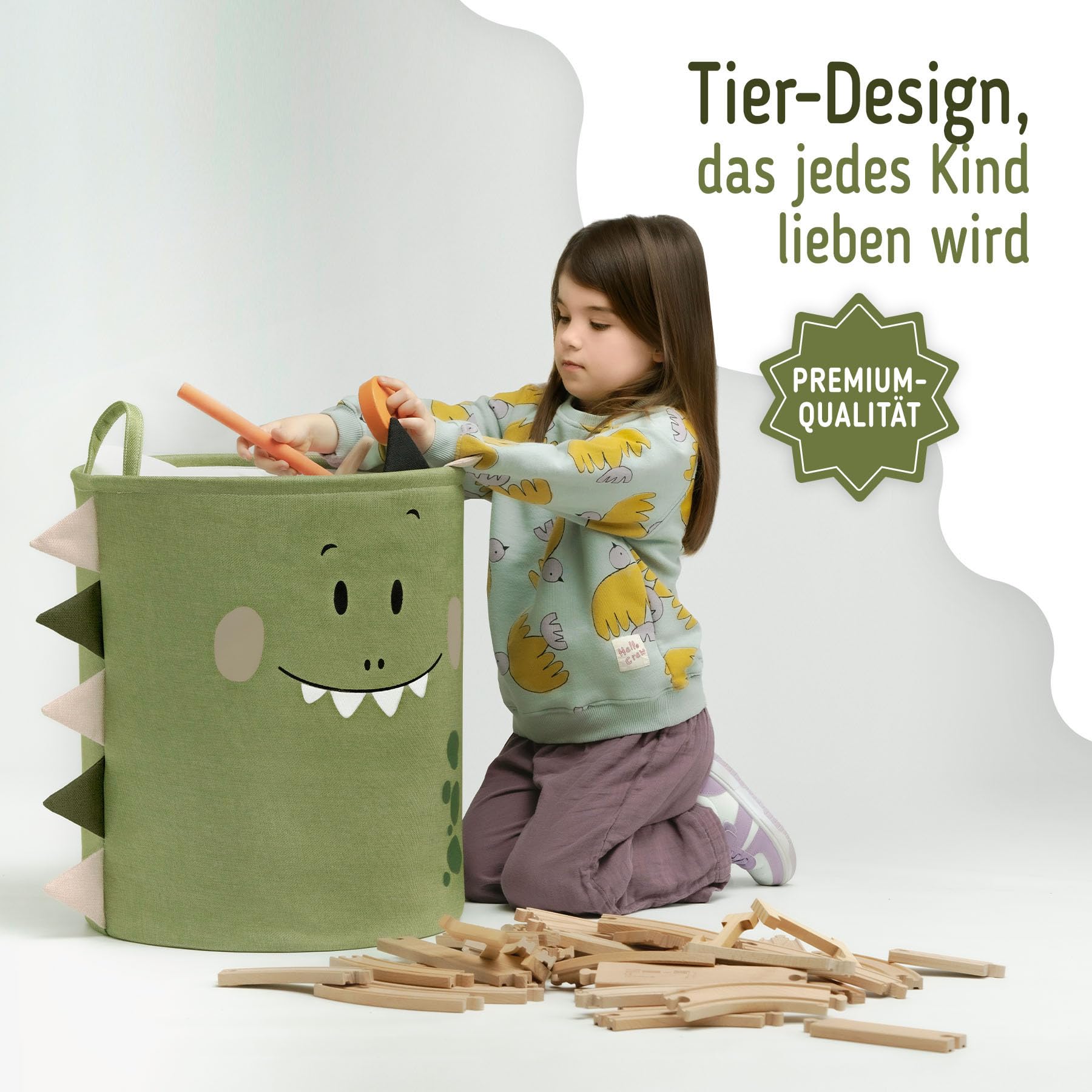SIPO Spielzeugkorb Premium XXL 63L Dino, Faltbarer Spielzeug-Organizer mit Kordelzug, wasserdicht, Tragegriffe, skandinavisches Design