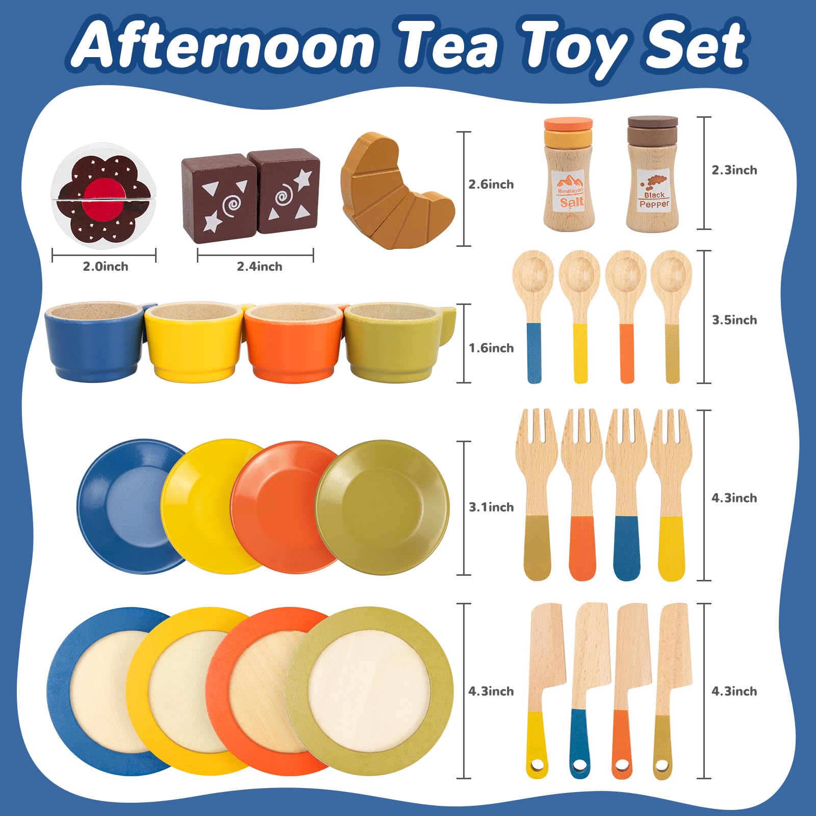29Pcs Wooden Toy Kitchen Dish Set, Wooden Toy Plates and Dishes for Kitchen Set, Kitchen Role Play Toys gift for Children Kids Girls Ages 3 year old+ - Image 2