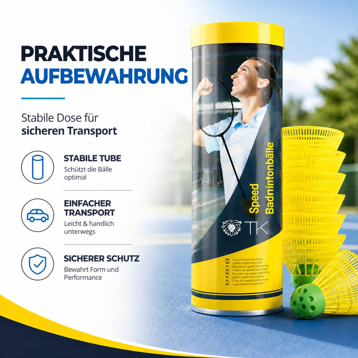 TK Gruppe Timo Klingler Sportyfits® Speedbadminton - Palline da badminton, per allenamento e competizioni e badminton, per interni ed esterni