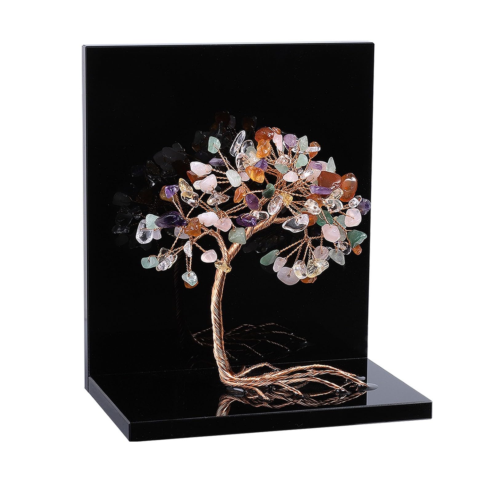 Sujetalibros de árbol de dinero para decorar despachos modernos con cristales naturales en L
