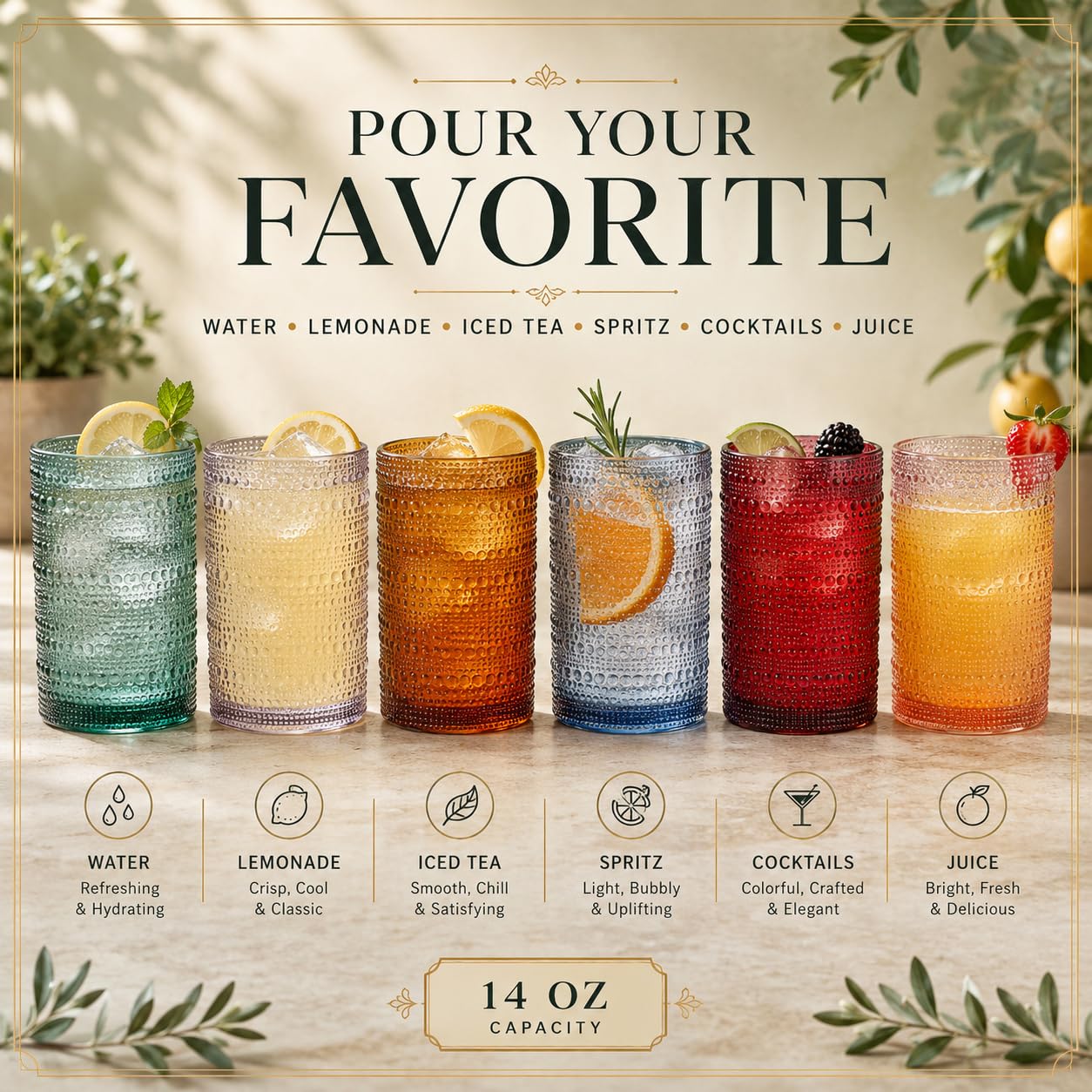 Classic Shatterproof Drinking Glasses - 6 Set -2