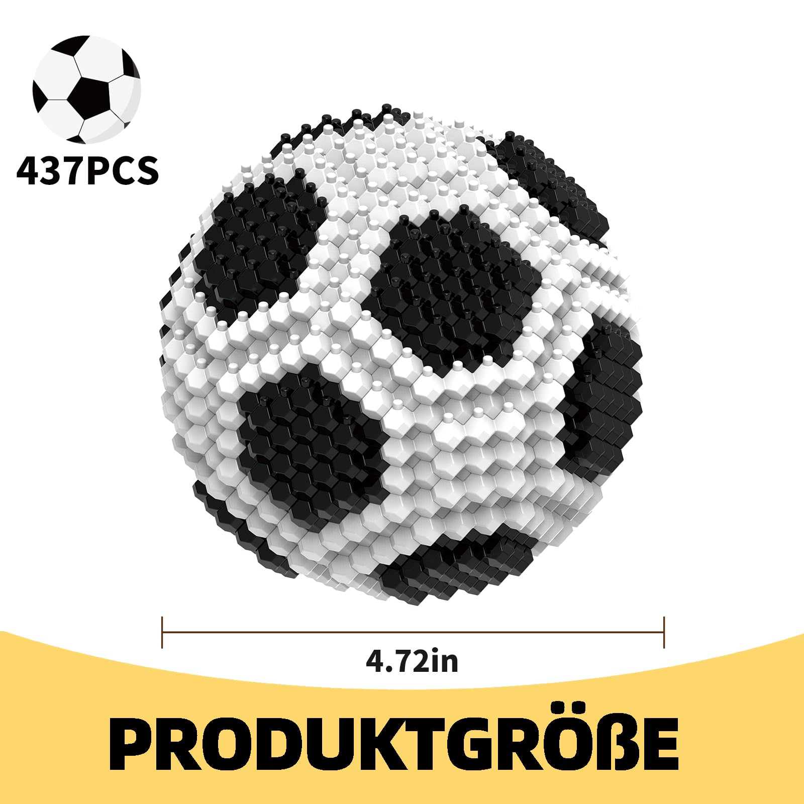 KADELE Juego de bloques de construcción de pelota de fútbol para adultos, decoración de bloque STEM en miniatura, juguete educativo en 3D para edades de 16 y superiores, (437 piezas)