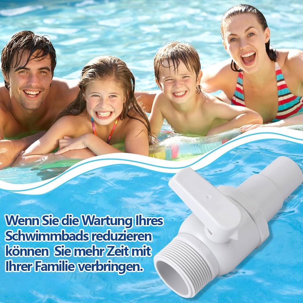 Absperrhahn Pool,Absperrventil Umdrehung für Skimmer,Pool Schlauchadapter,Pool Absperrventil,Absperrhahn Poolschlauch,Pool Zubehör Kolbenventil,Anschluss Pool Pumpe Ersatz für SP0729 Skimmer Filter
