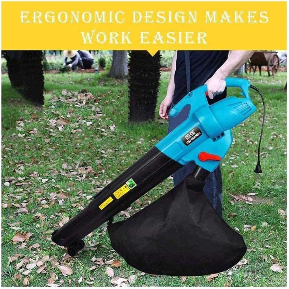 3-in-1 Electric Leaf Blower Garden Vacuum Shredder with Harness Strap High Capacity Collection Bag Lightweight 0.3 m Power Cord (15 m Power Cord) (0.3 m Power Cord)