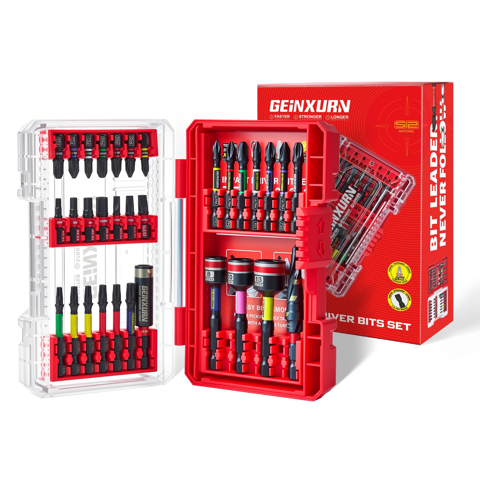 Geinxurn 32 parçalı Bitbox tornavida ucu seti, renk kodlamalı