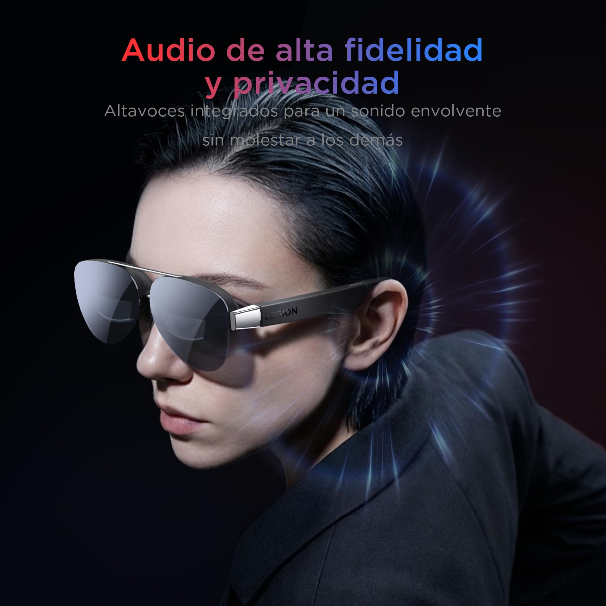 Lenovo Legion Glasses Gen 2- Gafas (Micro OLED, Plug and Play, 4 Botones, 1920 x 1080 px, Modo 2D/3D, Compatible con Lenovo Legion Go y Dispositivos con USB-C, Altavoces Integrados) – Color Negro