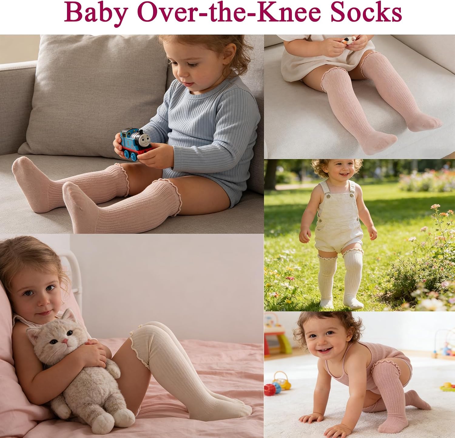 Baby Knee High Socks Newborn Infant Baby Girl Toddler Stockings Ruffle Socks Solid Cotton Ruffled Long Tube Sock