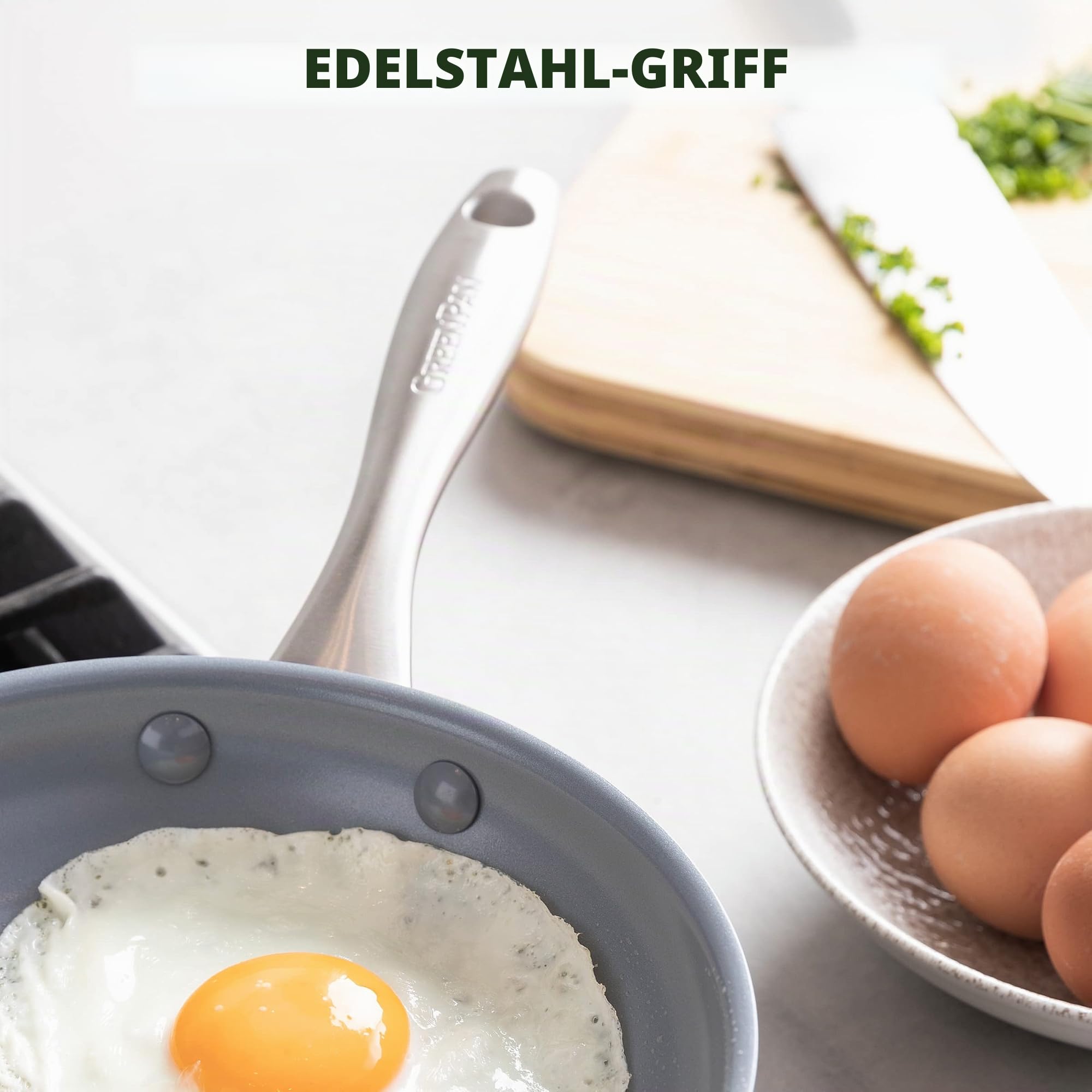 GreenPan CW0002858 Lima Gesunde, Keramik-Antihaftbeschichtung, PFAS-frei, harteloxiert, Edelstahlgriffe, Grau