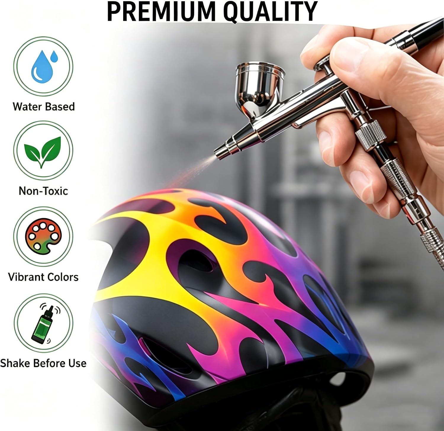 PENTRISTA 60ml Airbrush Paint – 36 Colors (2.03oz Each) + 3pcs Thinner 120ml, Air brush Paint set with Flash Neon & Metallic Colors，Acrylic Airbrush Paint for Nail Art, Model Car, Wood, Canvas,T-Shirt