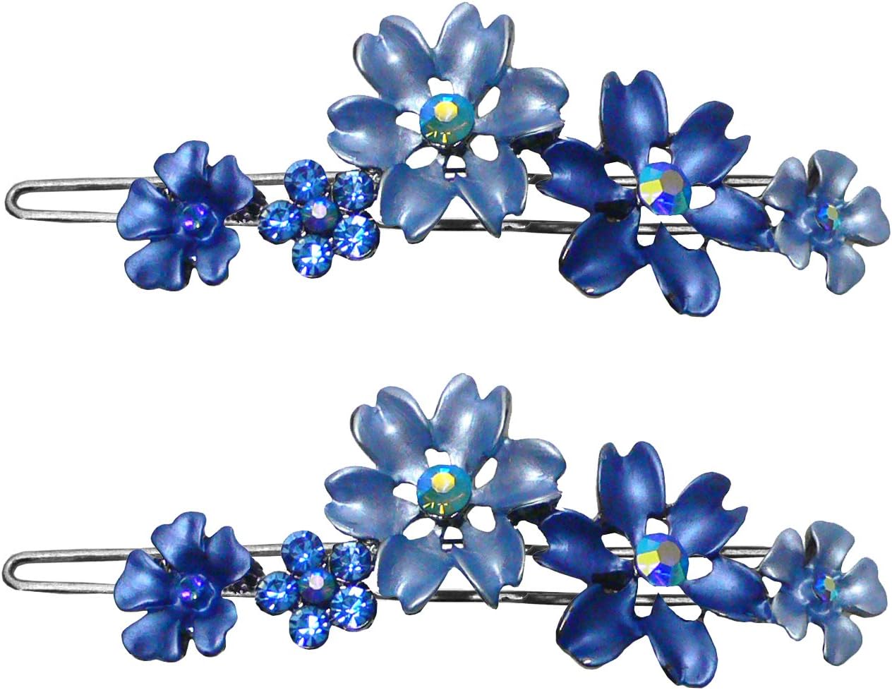 BellaSet of 2 Hair Barrettes Hair Clips With Snap-on Clip for Thin Hair 2 Count YY86400-11-2blue
