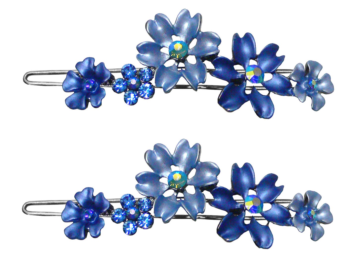 BellaSet of 2 Hair Barrettes Hair Clips With Snap-on Clip for Thin Hair 2 Count YY86400-11-2blue